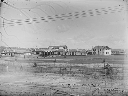 Hotel Canberra from Commonwealth Avenue showing gardens. Eastern aspect.