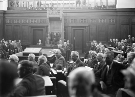 Empire Parliamentary Association meeting in House of Represtatives Chamber during presentation of Speakers Chair, a gift from the Empire Parliamentary Association. Sir Littleton Groom in the Speakers Chair. Marquis of Salisbury officiatingEmpire Parliamentary Association meeting in House of Represtatives Chamber during presentation of Speakers Chair, a gift from the Empire Parliamentary Association. Sir Littleton Groom in the Speakers Chair. Marquis of Salisbury officiating.