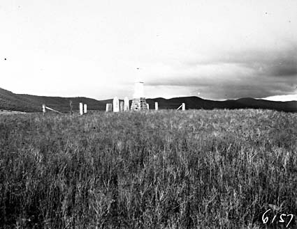 Stone monuments and gravestones at " Enverona ", an uncompleted land development between Queanbeyan and  present day Hume