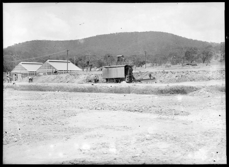 CSIR Division of Entomology. Insectariums, Ruston steam shovel on the right. Clunies Ross Street, Black Mountain.