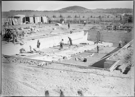 Manuka swimming pool under construction, December 1929.
