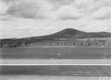 View to north east from Parliament House, Mt Ainslie on the horizon.