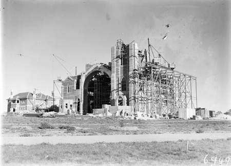 St Andrew's Presbyterian Church under construction. State Circle, Forrest.