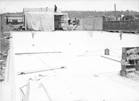 Manuka swimming pool under construction, tiling now complete, Manuka Circle, Kingston.