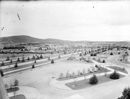 Commonwealth Avenue, Hotel Canberra and Albert Hall from West Block Offices.