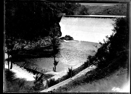 Cotter Dam wall and stilling pond.