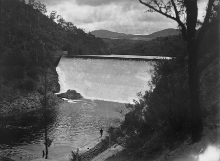 Cotter Dam Wall and stilling pond.