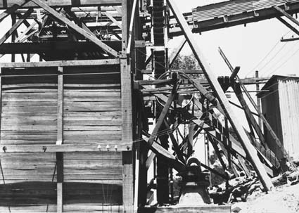 Stone crushing plant at Mugga Quarry. Bins for crushed rock