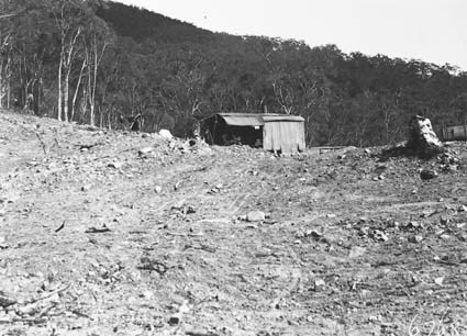 Steam shovel on site