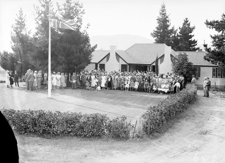Group of spectators at the opening of new Golf Club House.