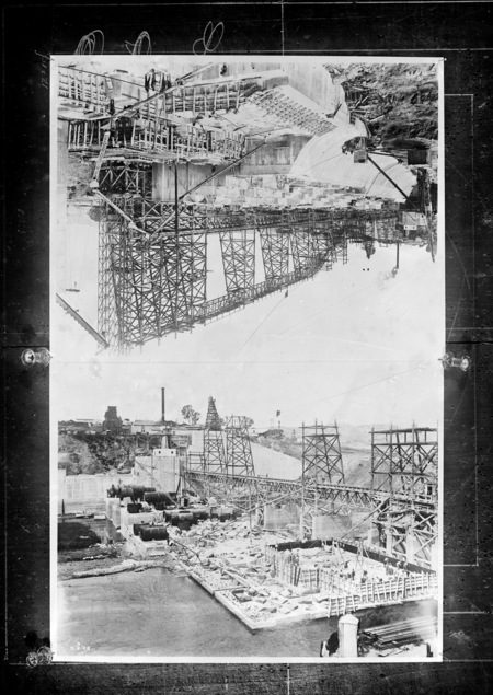 Photograph of picture of a dam under construction in other countries.