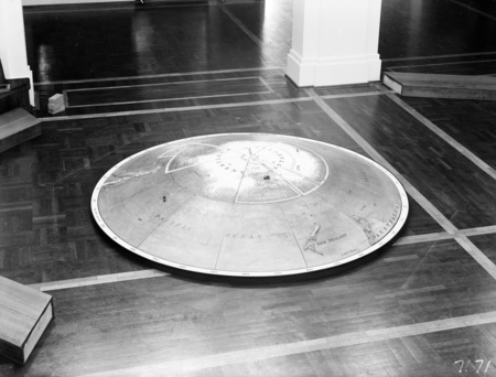 Model of a relief map of the Antarctic continent. Progress of exploration in the Antarctic on display in Parliament House. Presented by Sir Macpherson Robertson.