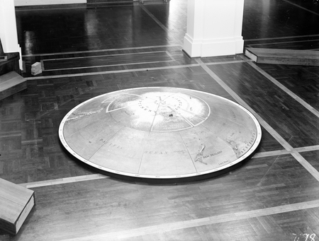 Model of a relief map of the Antarctic continent. Progress of exploration in the Antarctic on display in Parliament House. Shows New Zealand Dependency. Presented by Sir Macpherson Robertson.