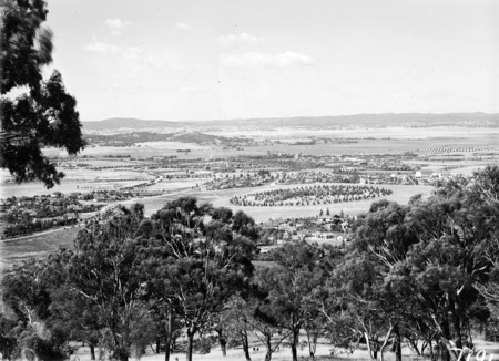 View from Red Hill over Manuka and Kingston to Duntroon. Collins Park in the centre.