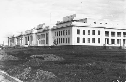 Front of Parliament House. Landscaping in front