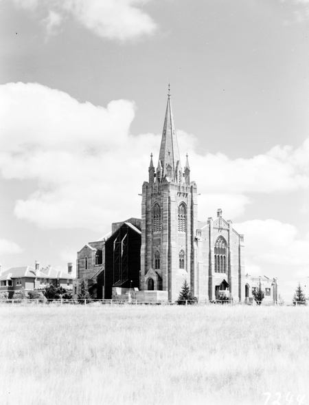 St Andrews Presbyterian Church with St. Andrews House on the left, State Circle, Forrest.