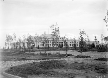 Parliament House from the north, road building in front.