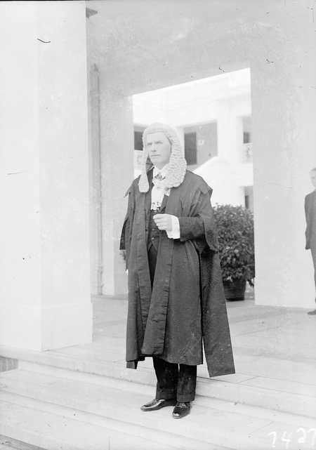 The Honourable GJ Bell in Speakers Robes of Office.