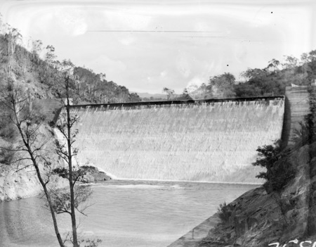 Cotter Dam wall, spillway and stilling pond.