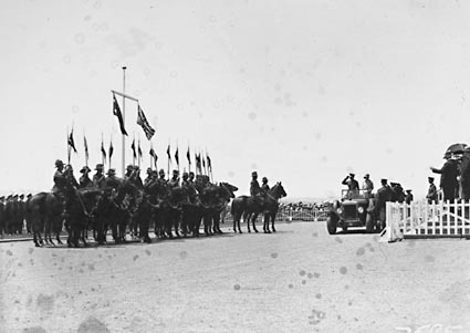Armistice Day - Governor-General, Lord Stonehaven taking the Salute in car for the Light Horse escort