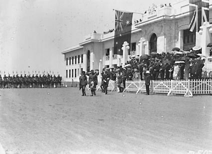 Armistice Day - Governor-General, Lord Stonehaven, and party with Light Horse escort in background