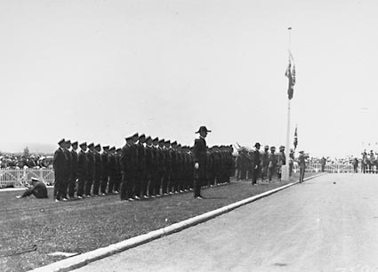 Armistice Day - Bugle sounding the Last Post with Naval Guard of Honour