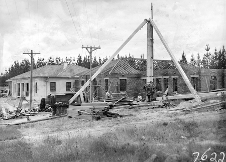 Buildings for the Commonwealth Solar Observatory, Mt Stromlo, under construction.