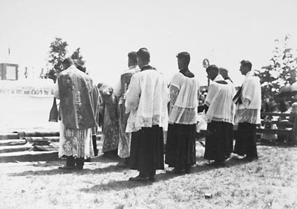 Catholic pilgrimage to Canberra - Group of clergy before the Altar
