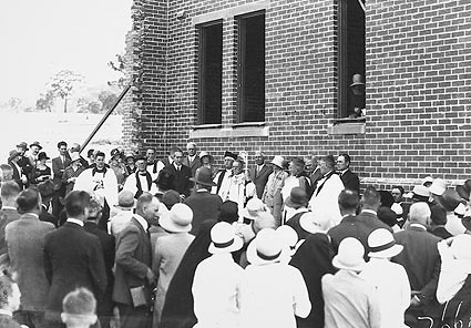 Laying of foundation stone at Church of England Boys Grammar School. Clergy and visitors