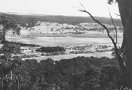 North end of Braddon from Mt Ainslie. Corroboree Park in the centre