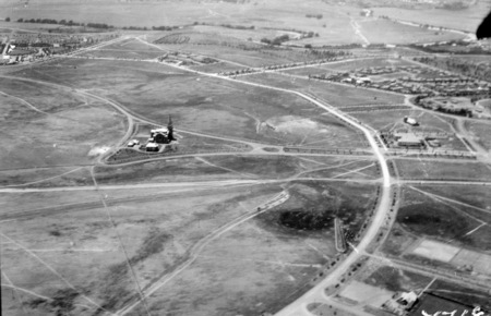 Ariel View St Andrew's Presbyterian Church. State Circle, Forrest. National Circuit. Looking east.
