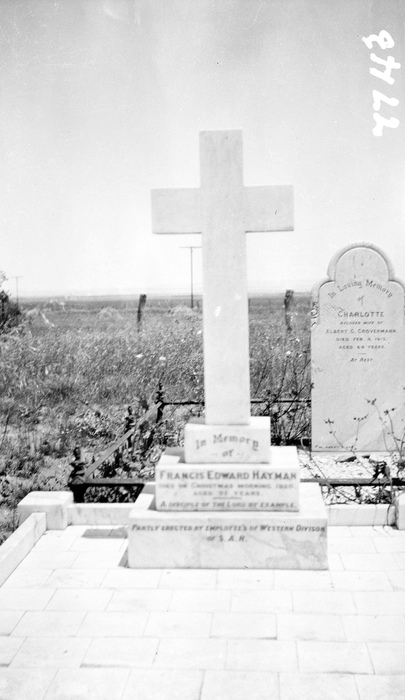 Flight to Central Australia. Headstones in a cemetary somewhere.