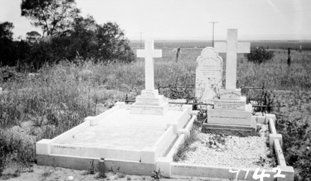 Flight to Central Australia. Headstones in a cemetary somewhere.