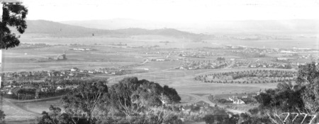 View from Red Hill over Forrest and Kingston to Duntroon, Collins Park on right.