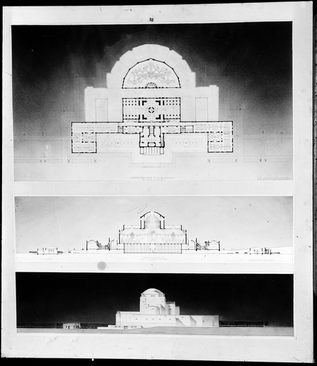 Architectural plans and drawings of the Australian War Memorial. Ground Plan and Aeroplane Court.